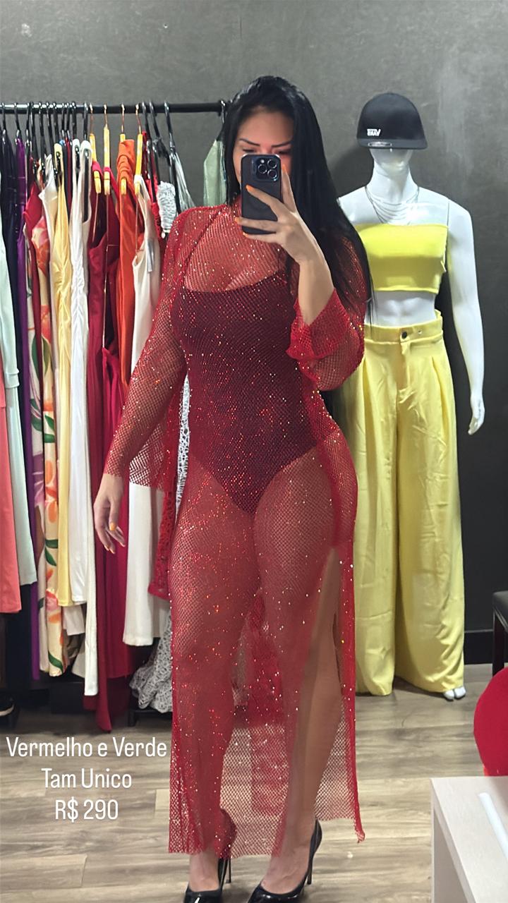 Vestido Tela C/ Lycra Strass