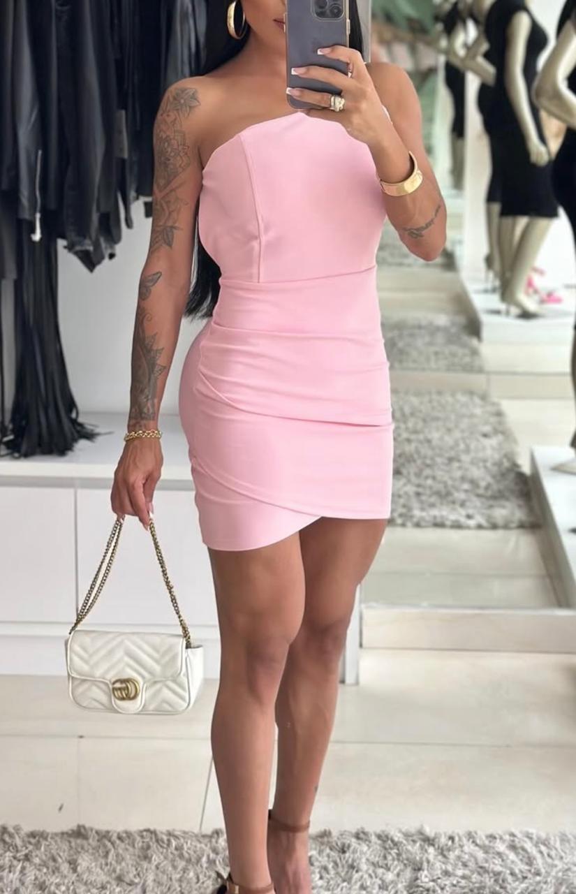 Vestido Ombro Só + Recorte Costas