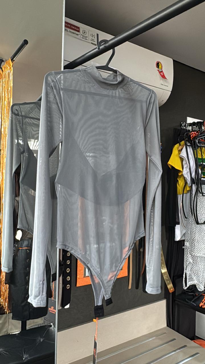 Body Manga Longa Tela + Top Faixa
