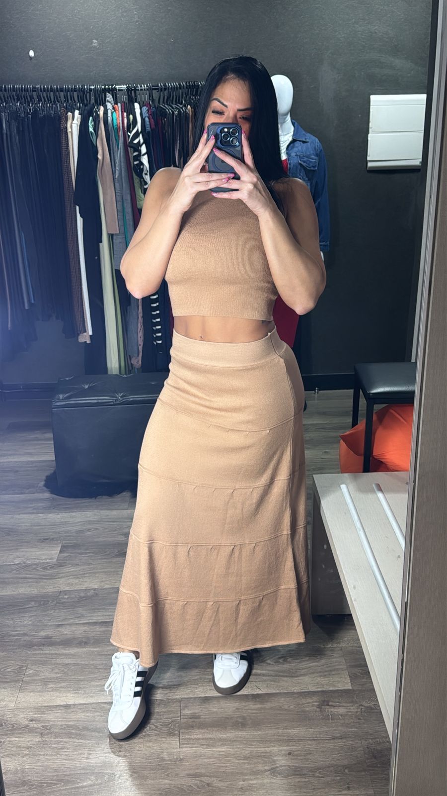 Conjunto Tricô Saia + Blusinha