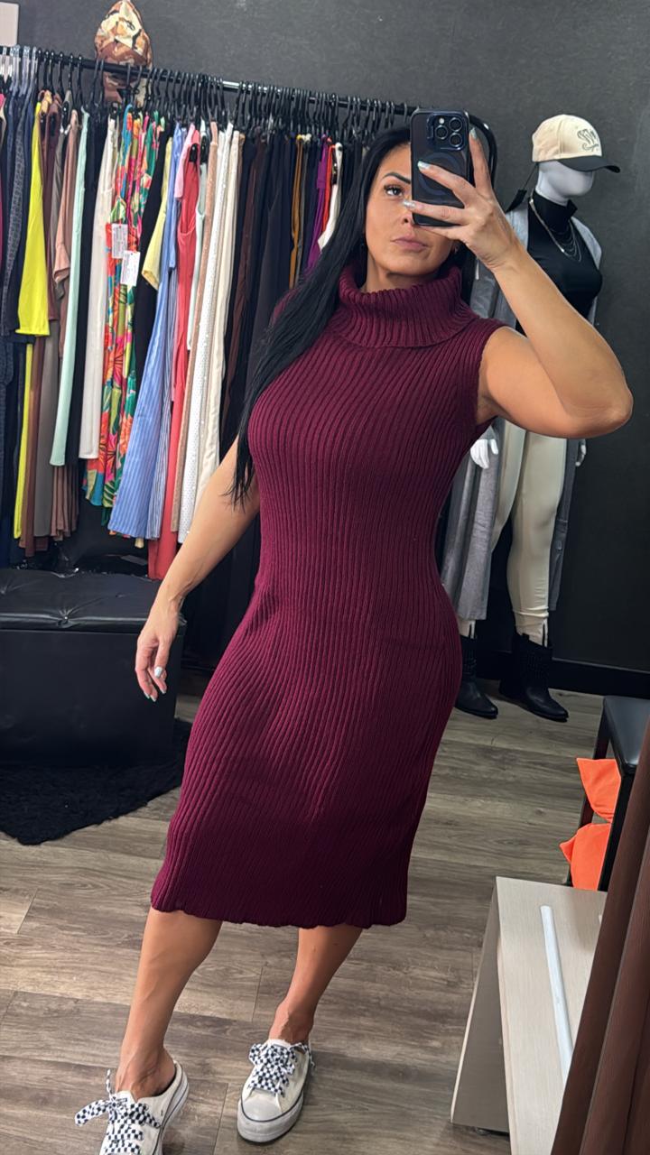 Vestido Gola Alta Lã