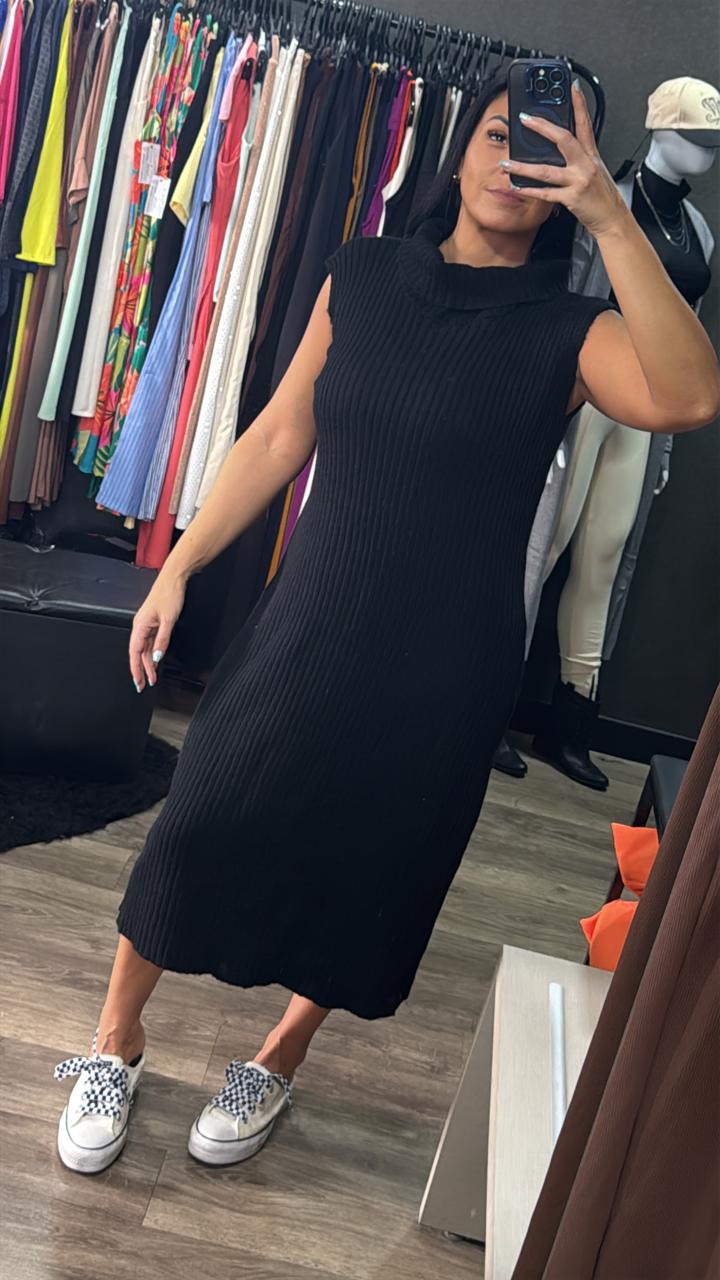 Vestido Gola Alta Lã