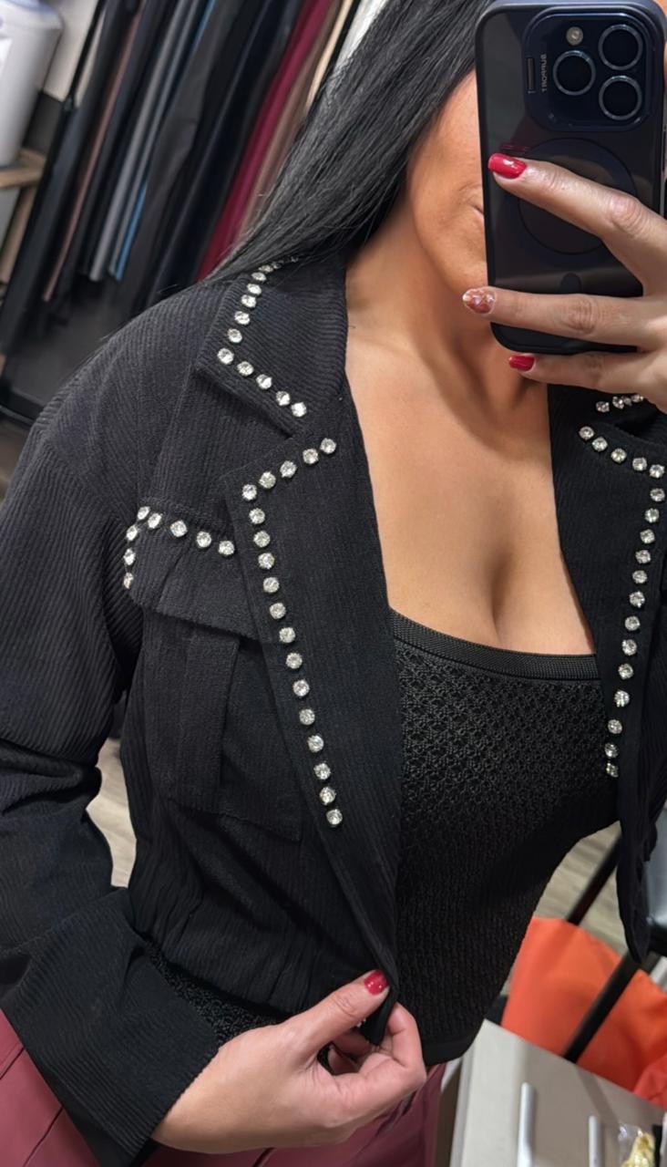 Jaqueta Camurça + Aplicação Strass