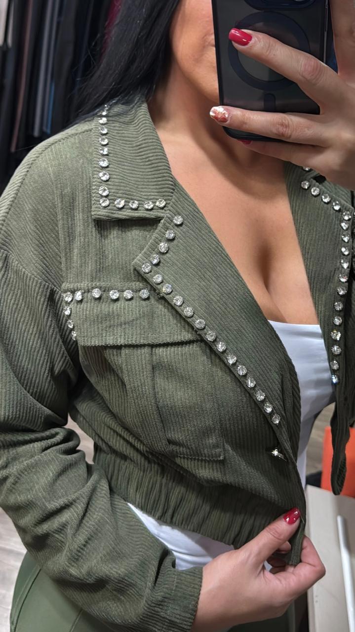 Jaqueta Camurça + Aplicação Strass