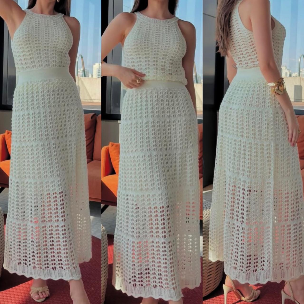 Conjunto Saia + Cropped Tricô