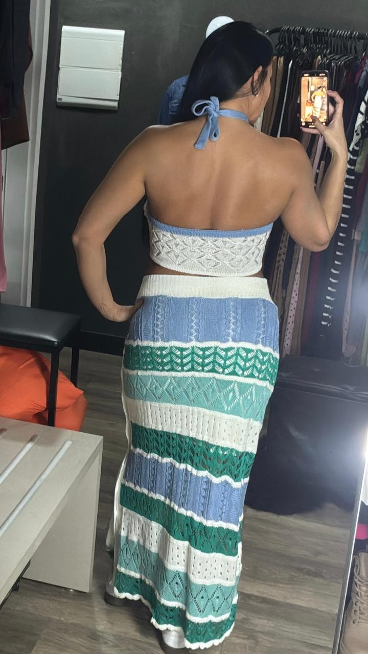 Conjunto Tricô Saia + Frente Unica