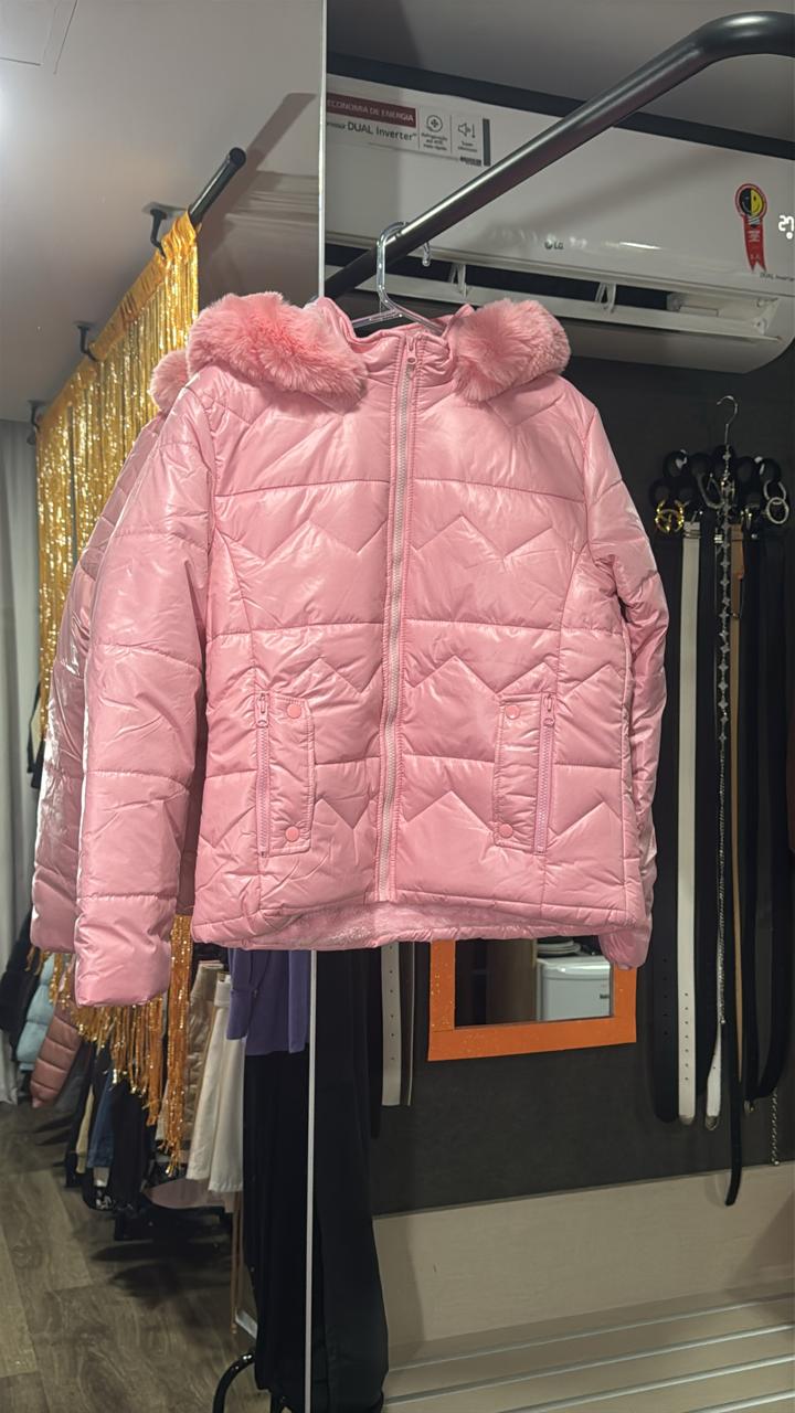 Jaqueta Puffer Pelúcia Com Toca