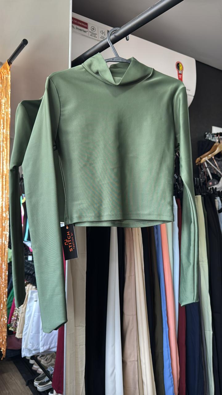 Cropped Prada Manga Longa + Gola Alta