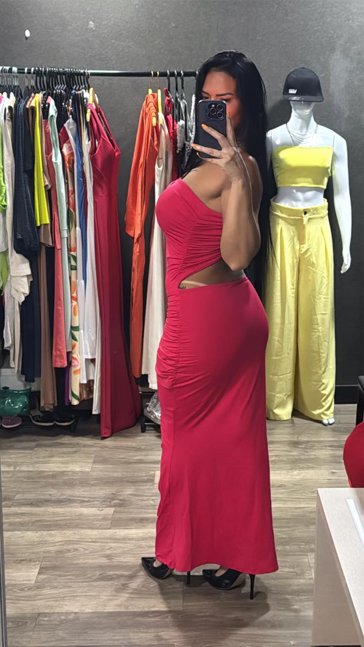 Vestido Longo Recorte Lateral