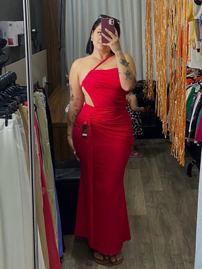 Vestido Longo Recorte Lateral