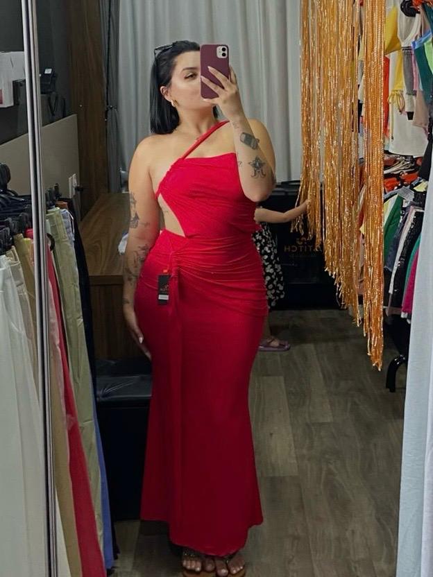 Vestido Longo Recorte Lateral