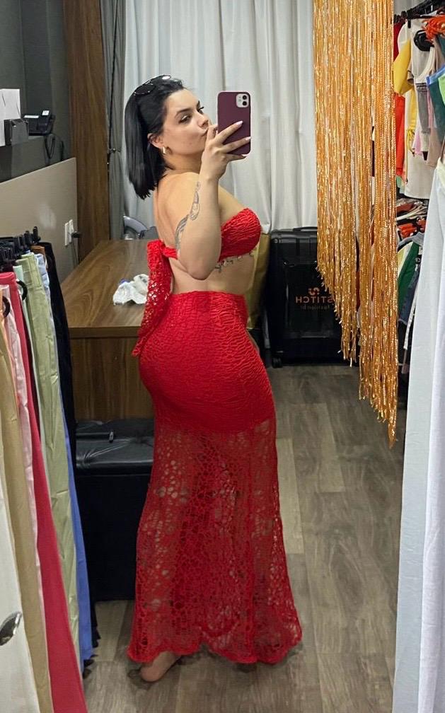 Conjunto Renda Lycra  Top + Saia