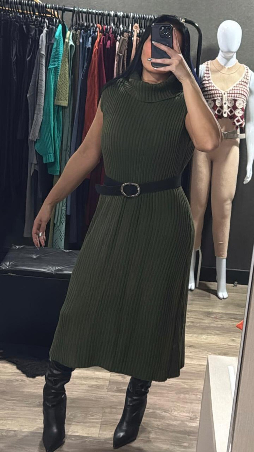 Vestido Gola Alta Lã