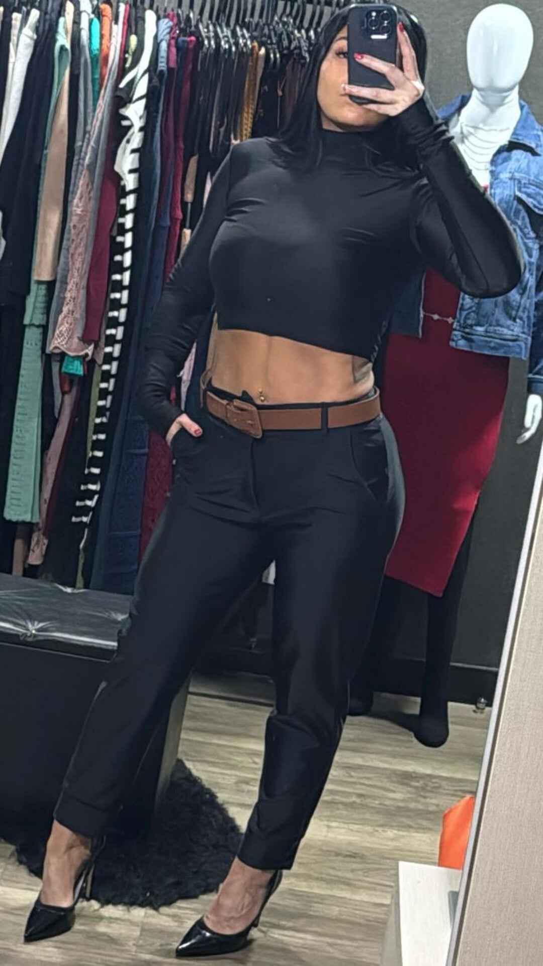 Cropped Prada Manga Longa + Gola Alta