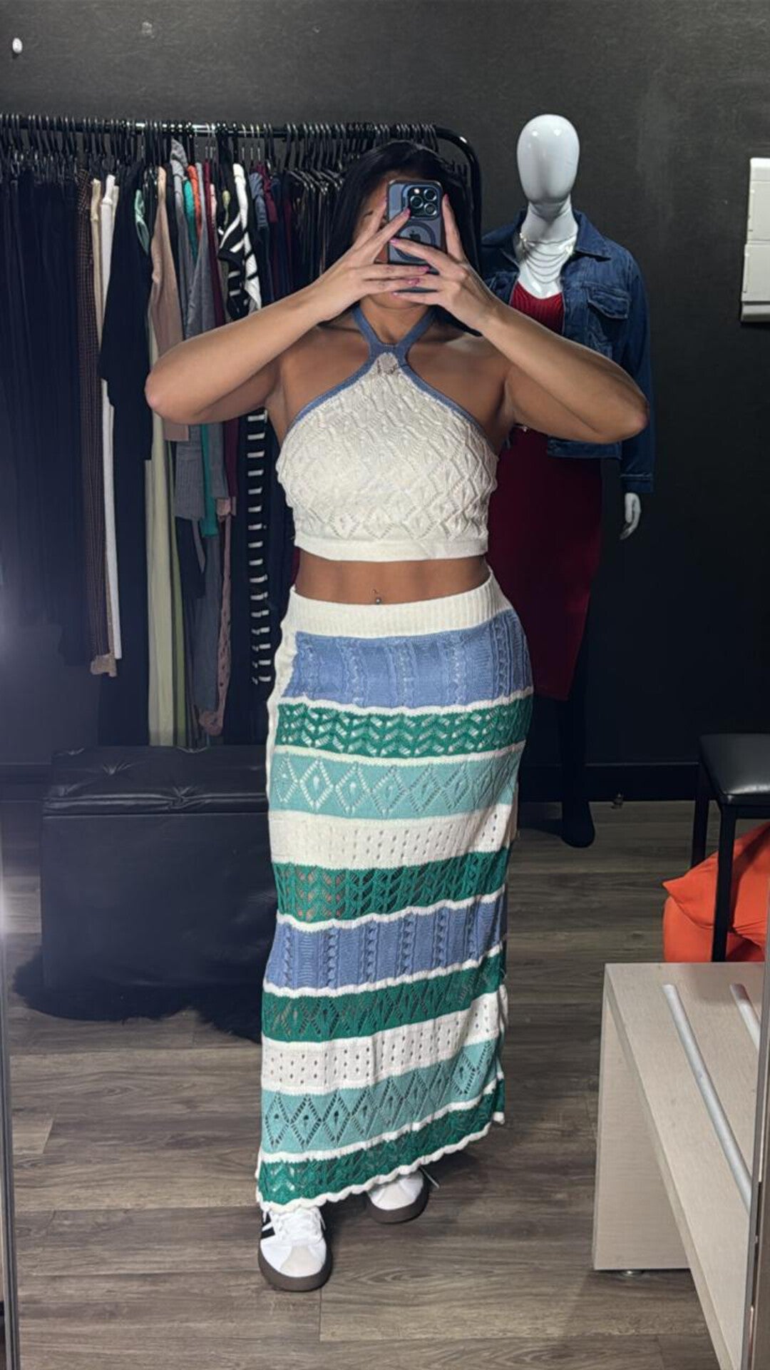 Conjunto Tricô Saia + Frente Unica