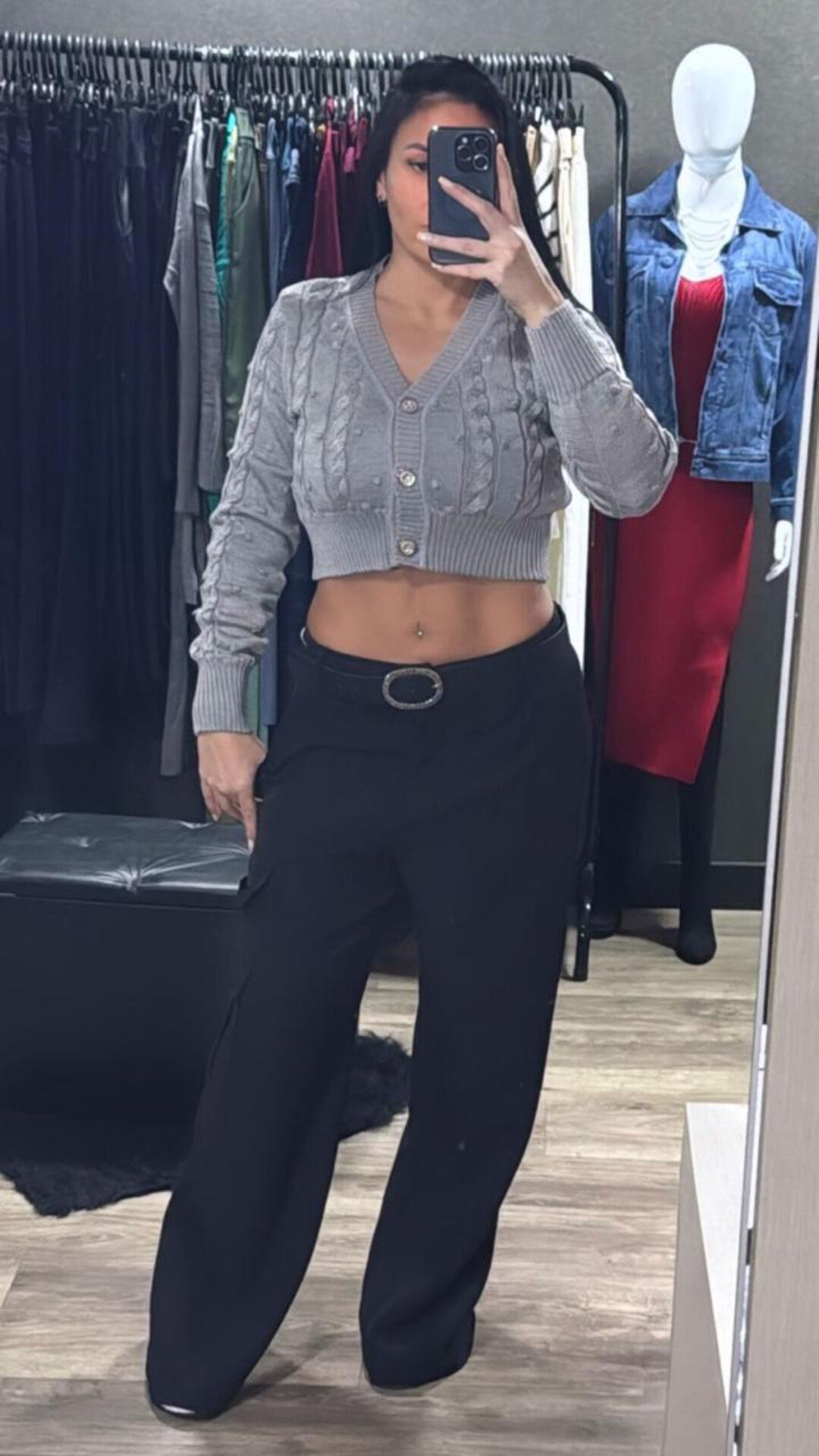 Casaquinho Cropped Tricô Manga Longa