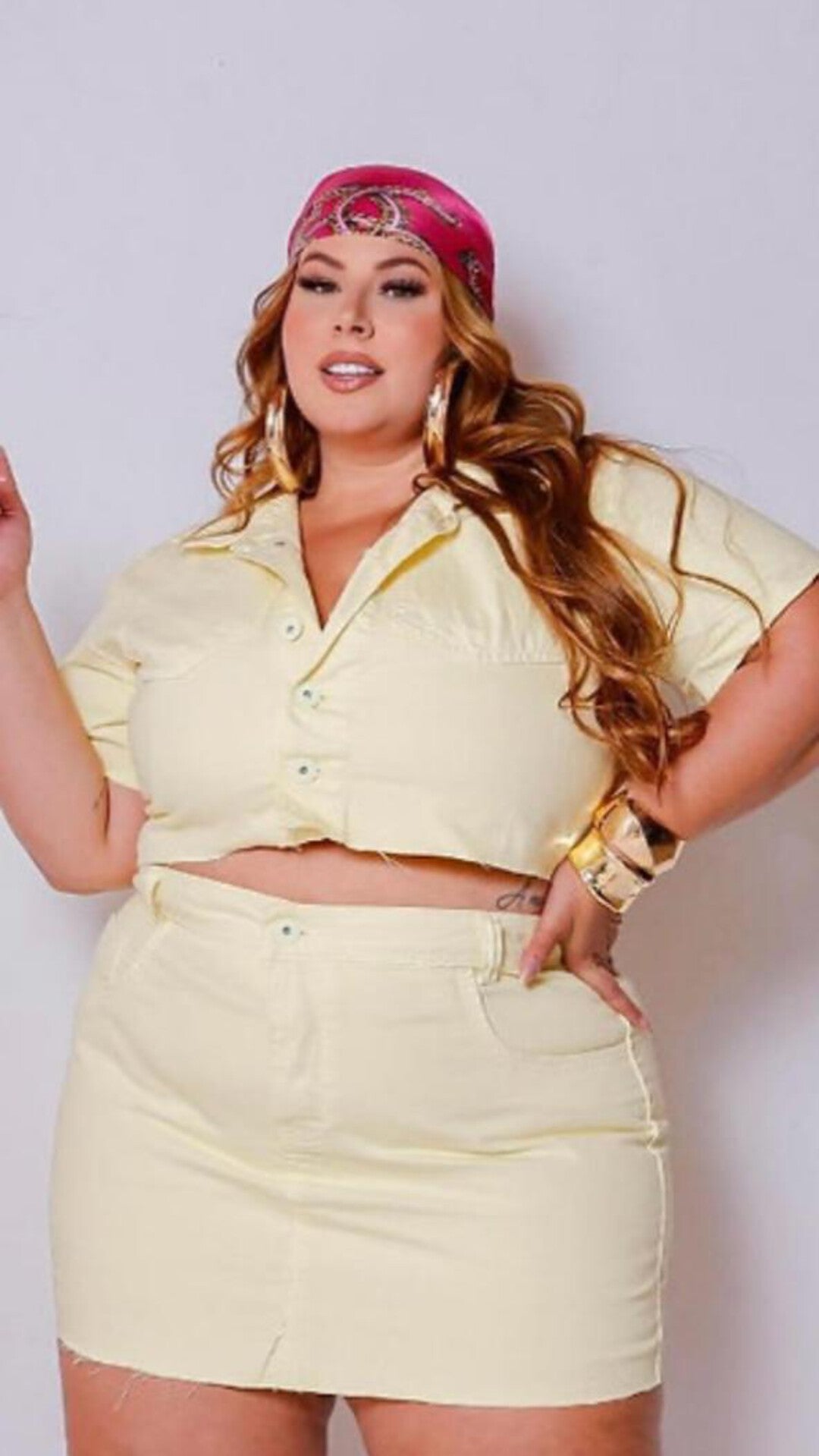 Camisa Jeans Cropped