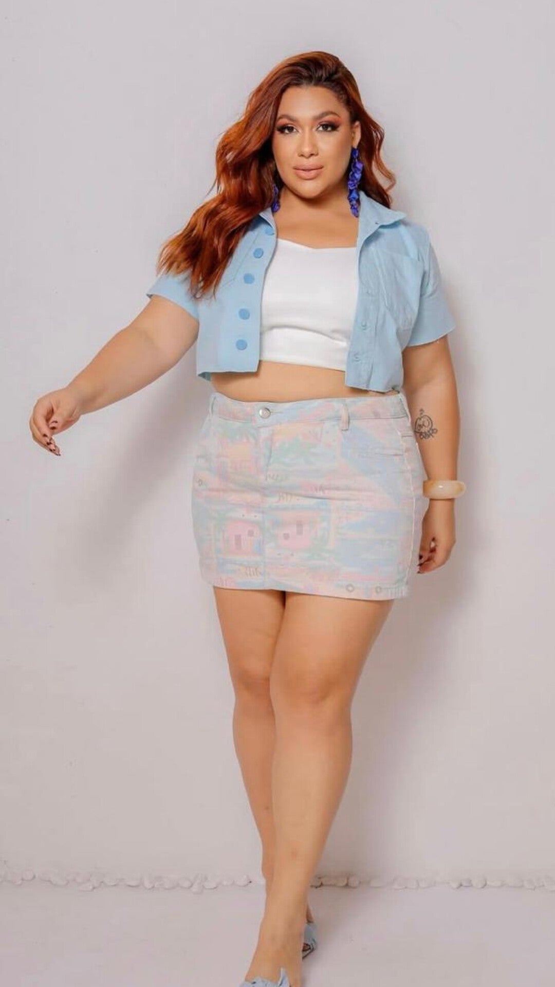 Camisa Jeans Cropped