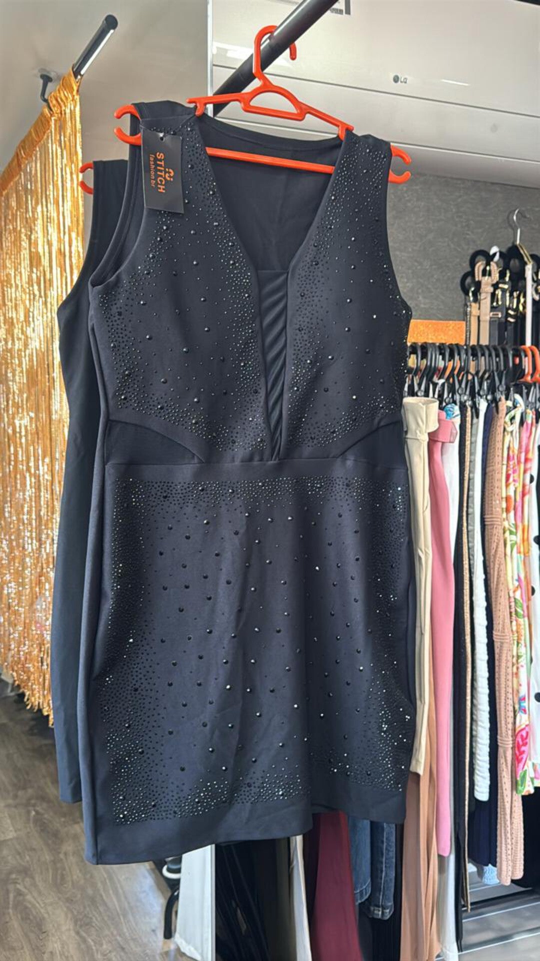 Vestido Strass + Tela PluzSize