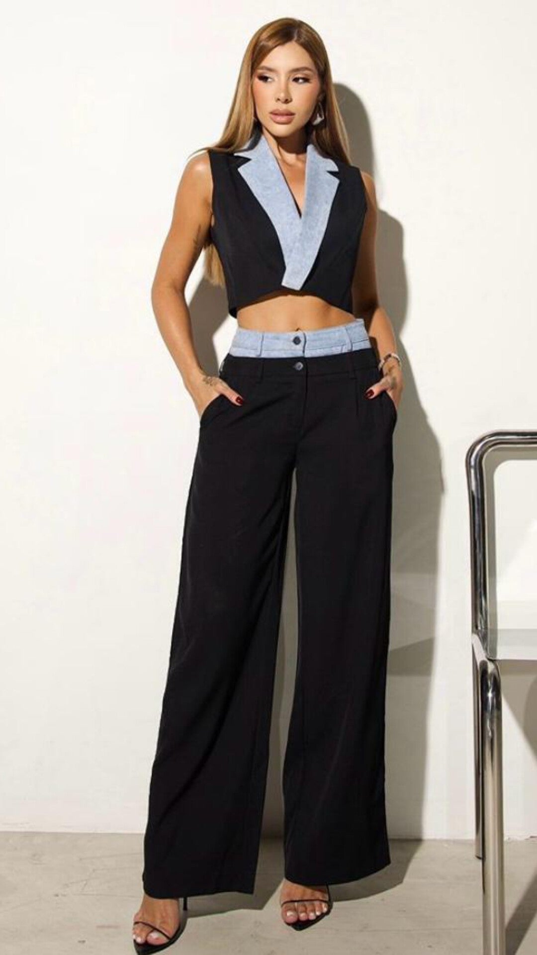 Conjunto Alfaiataria + Aplicaçao Jeans