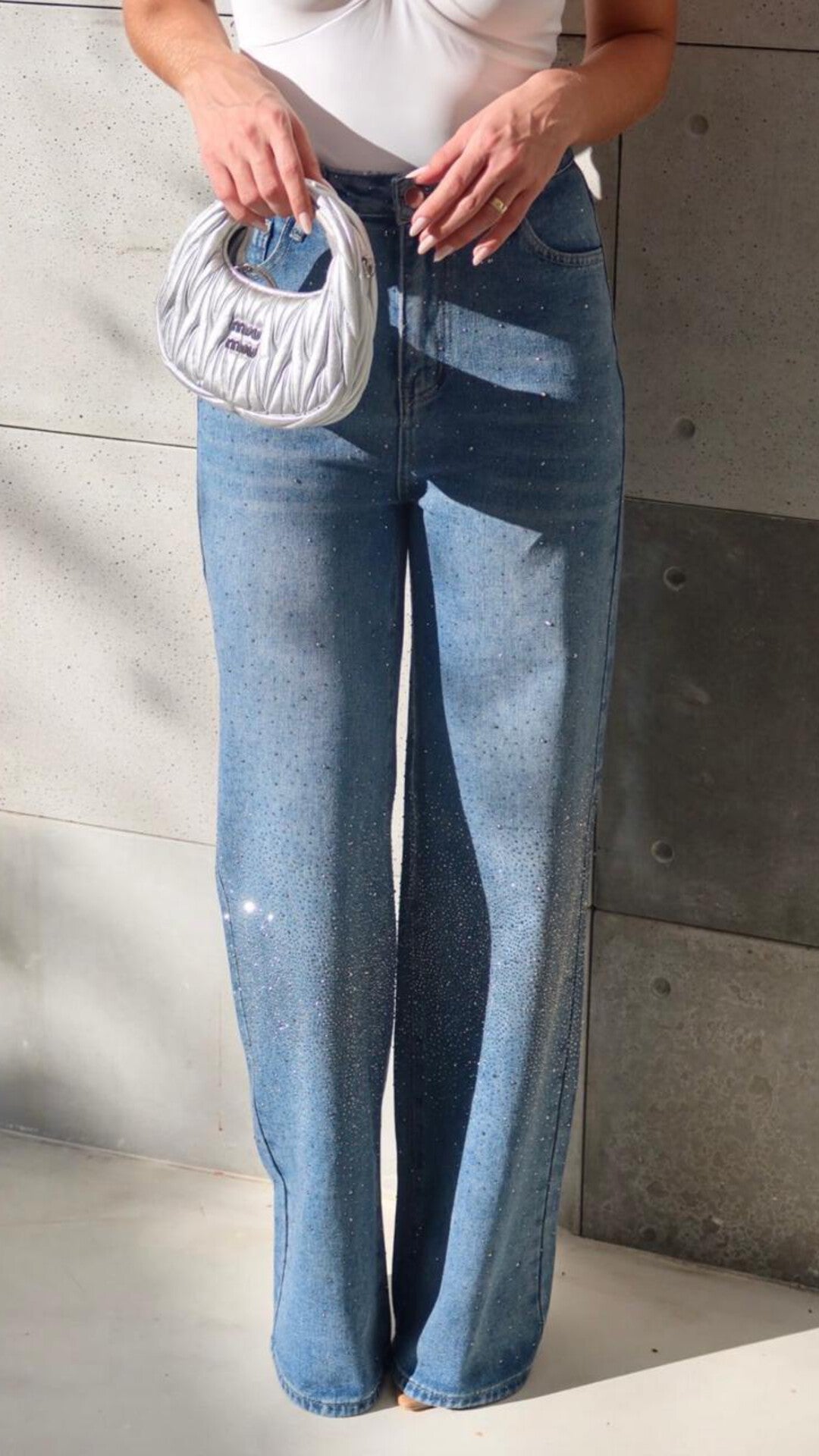 Calça Jeans Aplicação Strass